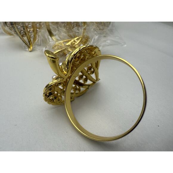 Napkin Rings Set of 8 Gold Pearl Napkin Rings, Napkin Holders for Cloth *READ... - Picture 6 of 15